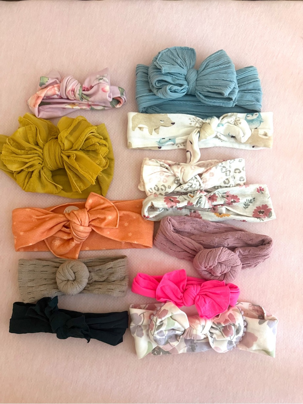 Baby Girl Bow Headband Bundle of 12 - floral & solid head wraps - baby bling